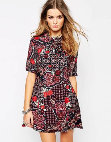 Glamorous fit and flare in geometric print 